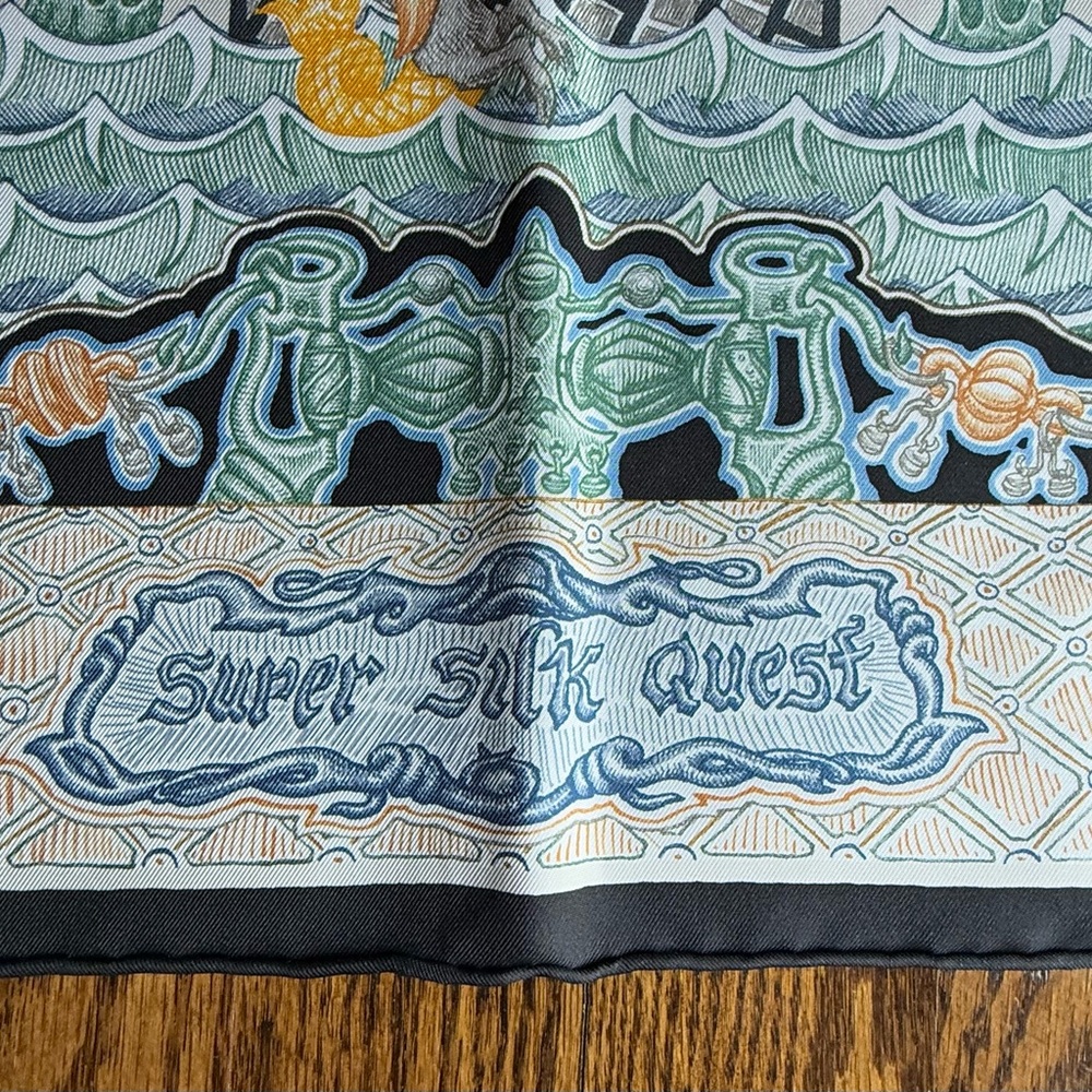 Hermes 90cm silk Scarf "Super Silk Quest" - Picture 2 of 9